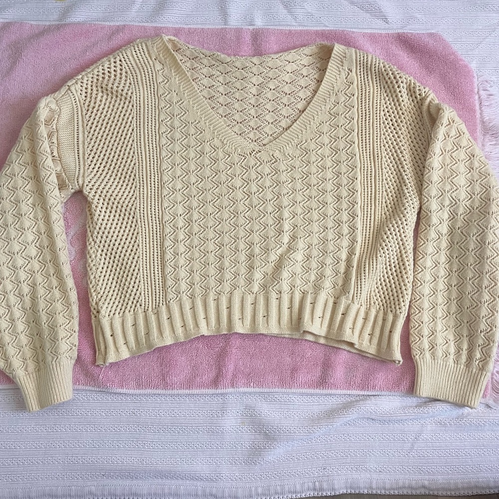 off the shoulder crochet sweater
